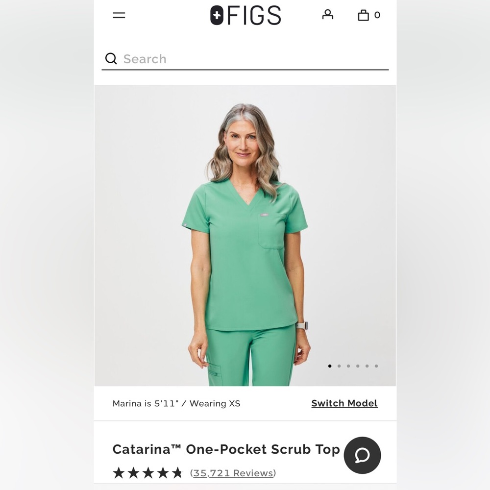 Figs one pocket scrub top. Surgical green. Size small. Used.